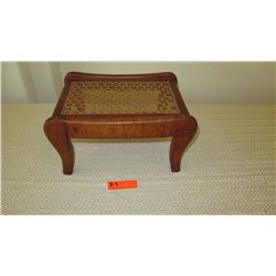 Cane Rattan, Curly Koa Foot Stool - Approx. 15"L , 12" W