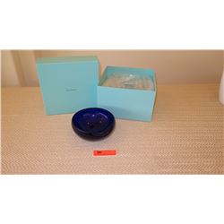 New Tiffany & Co. Cobalt Blue Glass Bowl (with Blue Box)