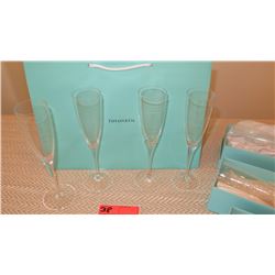 Qty 6 New Tiffany & Co. Fluted Champagne Glasses (with Blue Boxes)