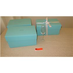 Qty 3 New Tiffany & Co. Fluted Champagne Glasses( with 3 Blue Boxes)