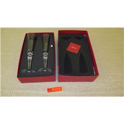 New Baccarat Cut Crystal Campagne Flutes - Pair (with original box)