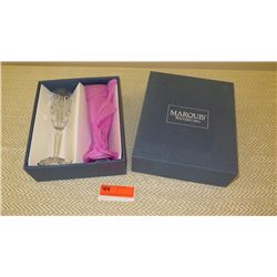 New Marquis Waterford Cut Crystal "Hearts" Champagne Flutes - Pair (with original box)