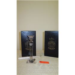 New Versace Medusa Lumiere Crystal Candlesticks (w/original boxes)