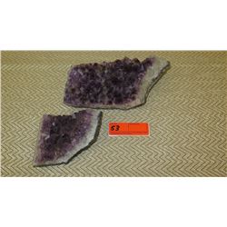 Qty 2 Amethyst Geode Rock / Gem Clusters (Approx. 9" & 5")