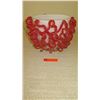 Image 1 : Modern White Glass Vase w/Red Glass Embellishments - Approx. 10" H, 10" dia,