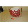Image 8 : Modern White Glass Vase w/Red Glass Embellishments - Approx. 10" H, 10" dia,