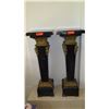 Image 1 : Pair: Tall Black Marble Column Pedestals w/Gilt Relief - Approx. 43" Tall