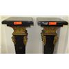 Image 2 : Pair: Tall Black Marble Column Pedestals w/Gilt Relief - Approx. 43" Tall