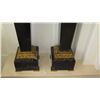 Image 3 : Pair: Tall Black Marble Column Pedestals w/Gilt Relief - Approx. 43" Tall