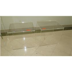Pair: Modern Clear Lucite Side Tables - Approx. 23x18x21