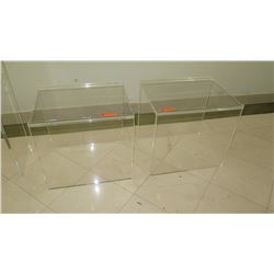 Pair: Modern Clear Lucite Side Tables - Approx. 23x18x21