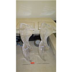 Pair: Modern Spiraled Clear Lucite Pedestals - Approx. 36" H (12X12 Top Surface)