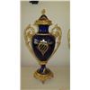 Image 11 : Pair: Large Sevres Style Cobalt Blue Porcelain French Urns w/ Gilt Relief - approx. 39" H