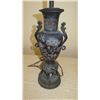 Image 2 : Bronze Cast Lamps w/Natural Patina - Raised Floral & Bird Motif (Approx. 32" H)