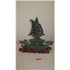 Image 13 : Vintage Ornate Carved Dragon Boat w/ Masts & Carved Wood Base 25X25"H, 5" W