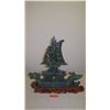 Image 2 : Vintage Ornate Carved Dragon Boat w/ Masts & Carved Wood Base 25X25"H, 5" W