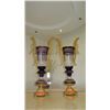 Image 1 : Pair: Tall Ornate Neoclassical Amethyst Italian Vases w/Gilt Embellishments (approx. 35" H)