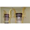 Image 3 : Pair: Tall Ornate Neoclassical Amethyst Italian Vases w/Gilt Embellishments (approx. 35" H)