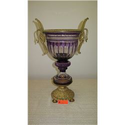 Large Ornate Amethyst Italian Goblet Vase w/Gilt Embellishments (approx. 23" H)