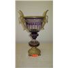 Image 1 : Large Ornate Amethyst Italian Goblet Vase w/Gilt Embellishments (approx. 23" H)