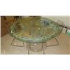 Image 1 : Lalique Style Round Glass Dining Room Table w/Lucite Base & 4 Chairs (5ft dia.)