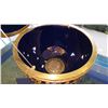 Image 10 : Collossal Neoclassical Glazed Cobalt Blue Faberge Style Egg w/Gilt Overlay & Gilded Base (37" H)
