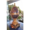 Image 13 : Collossal Neoclassical Glazed Cobalt Blue Faberge Style Egg w/Gilt Overlay & Gilded Base (37" H)