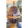 Image 14 : Collossal Neoclassical Glazed Cobalt Blue Faberge Style Egg w/Gilt Overlay & Gilded Base (37" H)