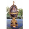 Image 1 : Collossal Neoclassical Glazed Cobalt Blue Faberge Style Egg w/Gilt Overlay & Gilded Base (37" H)