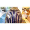 Image 6 : Collossal Neoclassical Glazed Cobalt Blue Faberge Style Egg w/Gilt Overlay & Gilded Base (37" H)