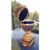 Image 8 : Collossal Neoclassical Glazed Cobalt Blue Faberge Style Egg w/Gilt Overlay & Gilded Base (37" H)