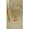 Image 8 : Qty 4 X-Large Glass Vases: Etched Tropical Foliage (34" tall), Goblet Style (28"), etc.