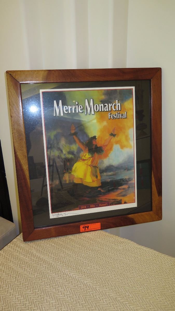 WoodFramed Merrie Monarch Festival 2010 Poster Signed 25X24