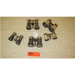 Qty 5 Antique Binoculars (Opera Glasses) - "Occupied Japan" Bas Relief on Metal, Mother of Pearl, et