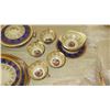 Image 4 : Fine China Set: Cobalt Blue w/Gilt Border - Plates, Bowls, Cups, Servers