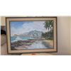 Image 1 : Framed Canvas Painting: Island Seascape -Lanikuhonua ? by Margaret S. McMillan 42X30