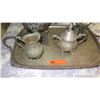 Image 2 : Plated Siver Tray and Coffee & Tea Server Set, Sugar Bowl, Creamer