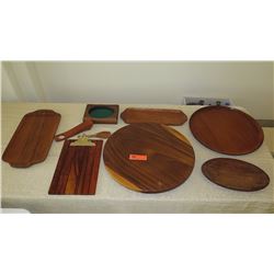 9 Pieces Solid Wood Trays, Round Platters, Clipboard, etc. - Koa and Other Wood