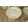 Image 3 : Limoges France Fine China Dinnerware Set w/Gilt Celery Border - Plates, Platter, Teacups, etc.