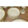 Image 4 : Limoges France Fine China Dinnerware Set w/Gilt Celery Border - Plates, Platter, Teacups, etc.