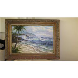 Framed Canvas Painting: Crashing Waves - by Roy Robinsot? 44.5 X 33