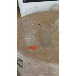 Qty 2 Tall Cut Crystal Pitchers