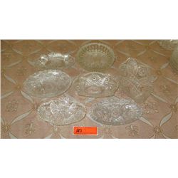 Qty 7 Misc. Cut Crystal Trays, Candy Dishes