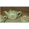 Image 2 : Vintage Gilt Enameled Floral Motif Ceramic Tea Pot, Sugar Bowl (cracked), Creamer