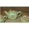 Image 2 : Vintage Gilt Enameled Floral Motif Ceramic Tea Pot, Sugar Bowl (cracked), Creamer