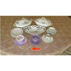 Misc. Floral/Lilac China - Serveware, Plates, Cups, Saucers, Creamer - Various Markings