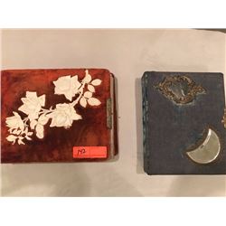 Antique Velvet-Boud Photo Album w/Inlaid Roses, Metal Clasp