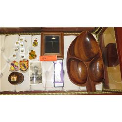 Misc. King Kalakaua Centennila Jubilee Memorabilia (Medals, Pins, Coin, Wood Tray)