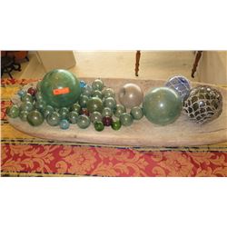 Huge Lot of Glass Ball Fishing Floats - Various Sizes/Colors - Does not include board