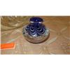 Image 2 : Mikasa Swirled Design Glass Bowl & Small Single-Stem Cobalt Blue Vase